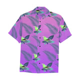 Hawaiian Leaves Bird Shirt with Chest Pocket