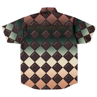 Jewel-tone Diamond Pattern Button Down