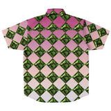 Jewel-tone Diamond Pattern Button Down