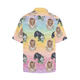 Lion Jaguar Gradient Hawaiian Shirt with Chest Pocket