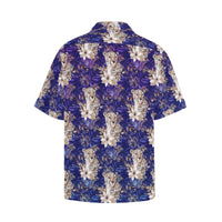 Purple Cheetah  Chest Pocket Hawaiian Shirt