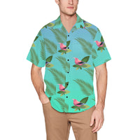 Hawaiian Leaves Bird  Shirt with Chest Pocket