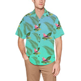 Hawaiian Leaves Bird  Shirt with Chest Pocket