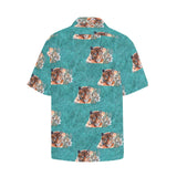 Teal Tiger Hawaiian Shirt with Chest Pocket