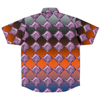 Jewel-tone Diamond Pattern Button Down