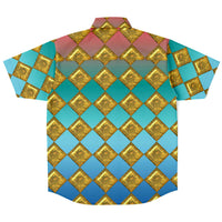 Jewel-tone Diamond Pattern Button Down