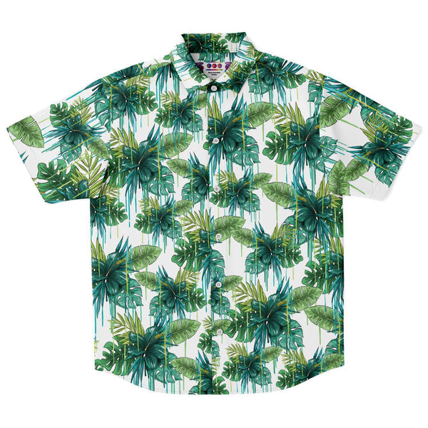 Green flower Tropical pattern Button Down