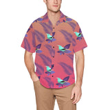 Hawaiian Leaves Bird  Shirt with Chest Pocket