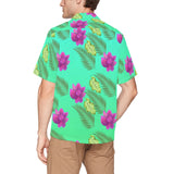 Hawaiian Leaves flowers Shirt with Chest Pocket