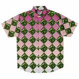 Jewel-tone Diamond Pattern Button Down