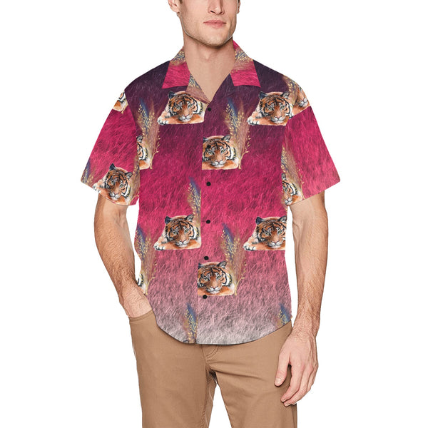 Pampas Tiger Hawaiian Shirt with Chest Pocket