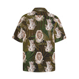 Lion Cheetah Hawaiian Shirt with Chest Pocket