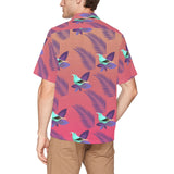 Hawaiian Leaves Bird  Shirt with Chest Pocket