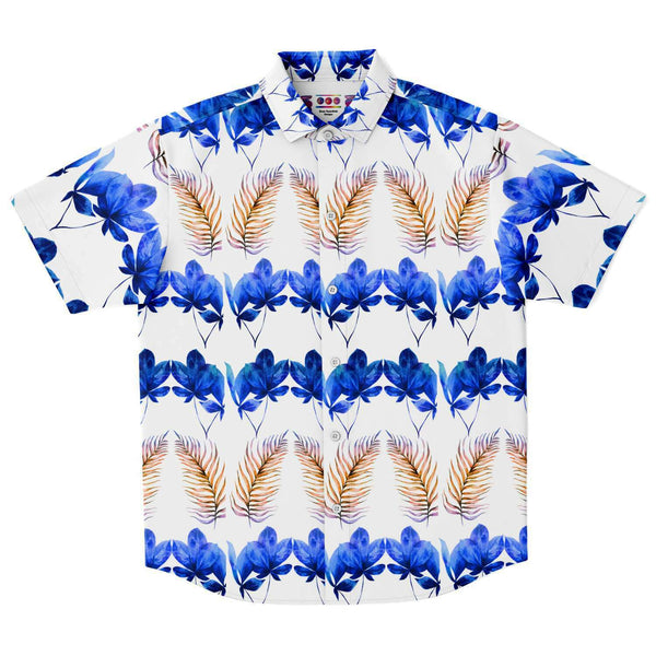 Blue and Gold Tropical Button Down