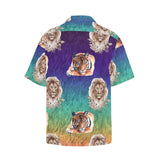 Ombre Tiger Lion Hawaiian Shirt with Chest Pocket