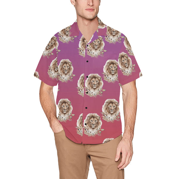 Lion Hawaiian Shirt with Chest Pocket