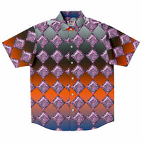 Jewel-tone Diamond Pattern Button Down