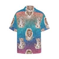 Ombre Cheetah Lion Hawaiian Shirt with Chest Pocket