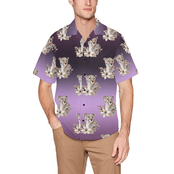 Cheetahs Purple Gradient Hawaiian Shirt with Chest Pocket
