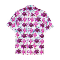 Pink Tropical Flowers Hawaiian Shirt with Chest Pocket