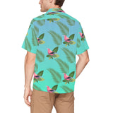 Hawaiian Leaves Bird  Shirt with Chest Pocket