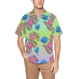 Hawaiian Leaves flowers Shirt with Chest Pocket