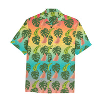 Hawaiian Leaves flowers  Shirt with Chest Pocket